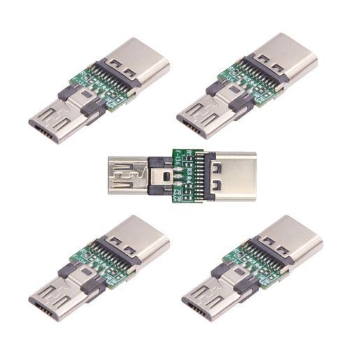xiwai 5個/ロット USB 2.0 マイクロ 5ピン オスコネクター - USB Type-Cメス電源デ...
