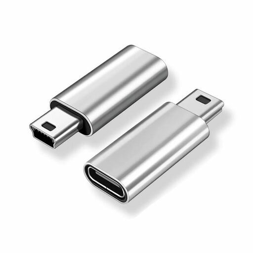 usb 変換 usb変換アダプター USB C to ミニUSB 2個セット USB C (メス) Type-C to mini変換アダプター (銀) オス アダプター Type-C to mini デジタルカメラ、コンピュータ、GPSに対応