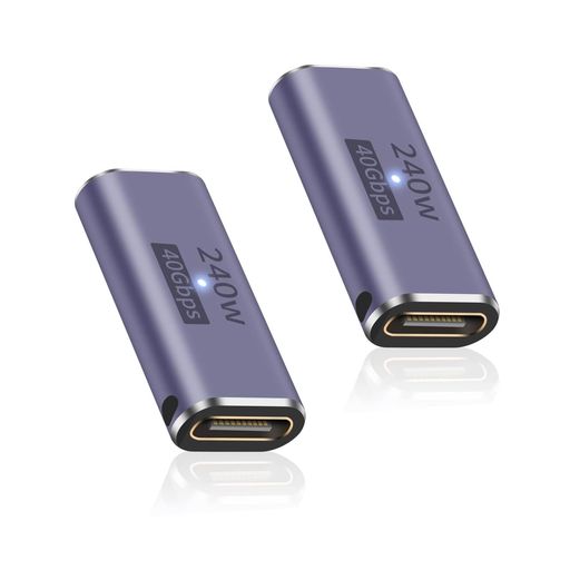 【USB C 中継アダプタ】USB C メスメス中継アダプタ2本の短いUSB Cケーブルを接続して延長することをサポートし、ケーブルが短すぎる問題をよく解決しました。USB 4ケーブルに適合し、滑らかなビデオ画像、高速充電、安定したデータ転送をサポートする強大な機能を有する。 【耐久性】USB Cアダプターフルシールドアルミニウム合金ケースを採用し、体積が精緻でコンパクトで、持ち歩くことができる。優れた信頼性を持ち、10,000回以上の挿抜に耐えることができる。プラグアンドプレイで、便利で迅速です。 【40Gbps高速データ転送】USB Cはアダプタを継続して240W超高速充電をサポートし、迅速に設備の電気量を補充でき、最高40 Gbpsのデータ転送速度、数秒以内にビッグデータファイルを転送でき(実際のデータ速度はケーブルと設備の影響を受ける)。8K/60Hz。さらに高いリフレッシュレートで画面のティアリングやフレームレートの不安定さなどを解消し高解像度の映像を映し出します。 【持ち運びが簡単】USB C 延長 コネクタ小型化、軽量化を実現. バックル穴で、あなたのキーホルダーで使用すること容易な。