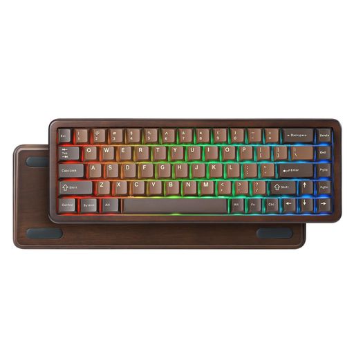 65% ワイヤレスゲーミングキーボード ウォールナット無垢材シェル仕様: YUNZII WOOD68 メカニカルキーボードは、丁寧に磨き上げられたウォールナット無垢材シェルを採用。滑らかで上質な手触りを実現し、高級感とぬくもりを兼ね備えた逸品です。68キー・65%レイアウトのコンパクト設計ながら、タイピングやゲーミング、クリエイティブ作業に必要なキーはしっかり確保。デスクスペースを有効活用しながらも、機能性を損ないません。 携帯性と実用性を両立したいゲーマーやタイピスト、また限られたスペースを有効に使いたいデスク周り愛好家に最適な一台です 3モード接続&amp;長時間駆動: WOOD68 ウォールナットキーボードは、Bluetooth / 2.4GHzワイヤレス / USB-C有線の3モード接続に対応。ノートパソコン、タブレット、スマートフォンなど、複数のデバイスをWindows/Mac問わずシームレスに切り替えてご利用いただけます。このワイヤレスキーボードは大容量4000mAh 充電式バッテリーを搭載し、頻繁な充電の手間を軽減。