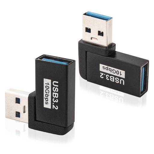 Leehitech 同方向 USB A L字 アダプター 10Gbps 90度 USB3.2 Gen2 オス-メス 2個