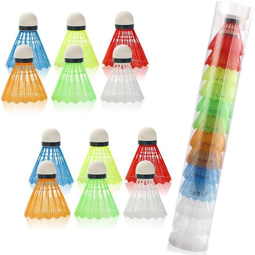 プラスチックバドミントンボール 12個セット ナイロン製 練習用シャトルコック 初心者向け 屋外対応 収納ケース付き