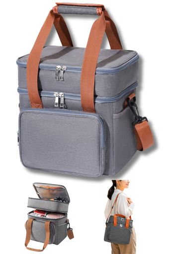 PURUMACA クーラーボックス 小型 ソフトタイプ 10L 大容量 保冷 保温 折りたたみ 軽量 防水 肩掛け・手提げ両用 お弁当バッグ ピクニック キャンプ BBQ レジャー おしゃれ 収納便利 (グレー)