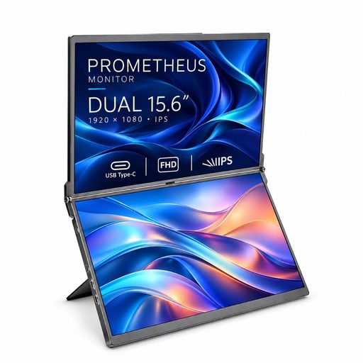ユニーク PROMETHEUS MONITOR 15.6インチ デュアル 2画面 Type-C スリム ノングレア IPSパネル 視野角170° 1920x1080 UQ-PM15W