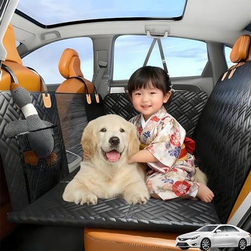 DEER-AFFLUX 犬 車 シート ペットドライブシート 車 犬 後部座席 犬 車用ベッド 犬ドライブシート 【業界新開発·8枚硬質ボード·両側ファスナー固定】安定・快適 可視メッシュ窓&収納ポケッ…｜詳細画像