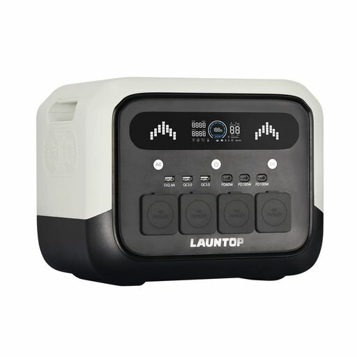 LAUNTOP ポータブル電源 1024Wh 12ポート 定額出力1800W/瞬間最大3600W/Power-Boots1760W リン酸鉄バッテリー EPS機能 PD100W/QC3.0 蓄電池 車中泊 LEDライト付