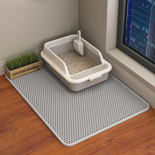 ERHAOG 猫砂マット 猫マット 猫砂取りマット 複数サイズ 猫用トイレシート 猫トイレマット 飛び散り防止マッ 掃除簡単 EVA 滑り止め 防水 防カビ 臭さ防止 マッサージ式 高耐久 (グレー, 75 x …