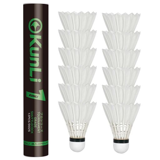 KunLi バドミントン シャトルコック 1級ガチョウ羽根 12個入り 77番 競技・試合向け KL-1(ガチョウ羽根)