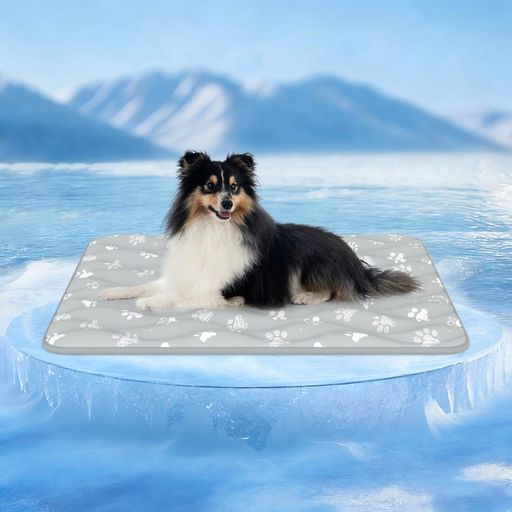 Rywell 犬 猫 ひんやりマット ペット用冷却マット 犬 猫 中型犬 冷感マット 夏用 接触冷感 クールマット ベッド用 滑り止め 洗える 通気性 90x70cm グレー