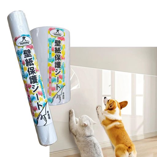 TESORO 【猫の爪とぎ対策専門】 細幅 大容量 壁保護シート 家具 角 柱 はがせる 壁...
