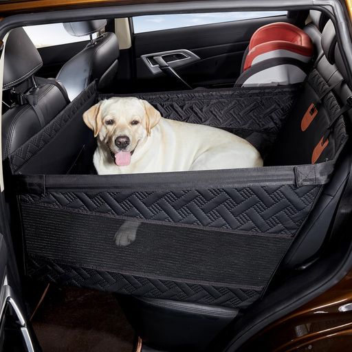 Cavoyo 犬 車 シートドライブボックス 後部座席 中大型犬 車用ベッド 防水 飛び出し防止 折りたたみ レザー 全車種対応 旅行 ブラック