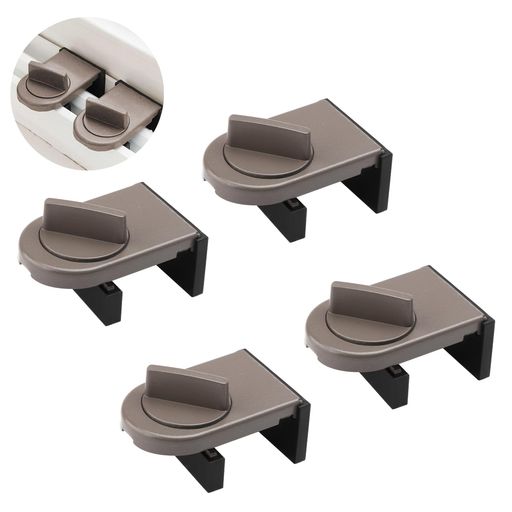 LATTCURE 4個 窓ロック 補助錠, 6 x 4 x 2.2 cm 窓用防犯ロック, サッシ 窓 ストッパー 回転式 工事不要 簡単取付 換気しながら防犯, 子供 ペット 一人暮らし 家庭用 引き戸 ベランダ 浴室 トイレ …