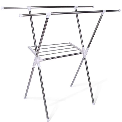 【商品サイズ】使用時:幅約94~145x奥行約65x高さ約135cm。/収納時:幅約94x奥行約8x高さ約152cm。省スペースでたくさん干せる室内物干し、たためばスリムになるので、クローゼットや収納庫などに隙間収納できる。 【折りたたみできる、タオルハンガー】 バスタオルなら4枚、フェイスタオルなら8枚干せるタオルハンガー付き、 使わないときは折りたためば、シャツや丈の長い洗濯物も干しやすい。 毎日使うお布団も乗せるだけで簡単部屋干し、干し場所に困る寝具もしっかり干せる。 【コンパクトに収納、持ち運びラクラク】 たためばスリムになるので、クローゼットや収納庫などに隙間収納できる。 軽くて持ち運びもラクラク、お部屋の移動や収納時にも便利。 【サビにくいステンレス、組み立てカンタン】 サビにくく、頑丈なステンレス製、水滴や汚れはサッと拭くだけ、簡単お手入れ。工具不要で簡単な組立式、はめこむだけで楽に完成。