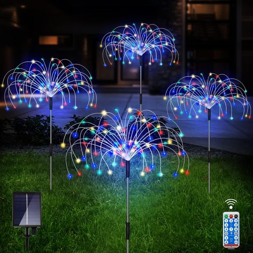 Outdoor and Indoor エコに優しいソーラー式で、屋内外で使える便利なLEDライト 🌞【640個高輝度LEDで華やかさアップ】庭や玄関をおしゃれに装飾できるの「ワイヤー式」LEDイルミネーションライトは高輝度LEDが採用されており、通常の4連480個LED 花火 ガーデンライトより160個多くて、より華やかに自宅や庭を彩ることができます。華やかに目立つ、高さがある埋め込み4本セットとは、芝生や花壇やガーデンを飾るなど幅広い使い方ができる点も魅力です。ワイヤー式の為、曲げて様々な形状にできます 花火のような形はもちろん、アイディア次第で自分だけの インテリアを楽しめます。 🌞【コンセント不要!電気配線不要!】玄関先やガーデンや歩道など、夜の屋外を美しい光でおしゃれにデコレーションできる「ソーラーイルミネーションライト」は、日中にソーラーパネル(1200mAhリチウムバッテリー採用)で集めた太陽光を電力に変えて夜間の点灯に使用します。電気代不要で環境にも家計にも優しい家庭用のソーラーイルミネーションは、配線が不要で設置場所に困らず、アレンジを自由自在に楽しむことができます。