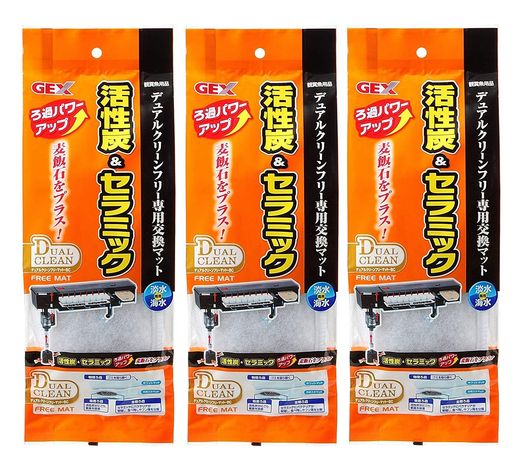 ジェックス GEX 活性炭&セラミック デュアルクリーン フリー専用 交換マット x3個 (まとめ買い) BCパワー