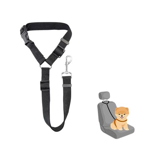 犬 シートベルト ペットシートベルト 車専用リード ドライブシートベルト 助手席 飛び出し防止 伸縮性あり 長さ調節可 犬用リード 犬用品 (ブラック/1本セット)
