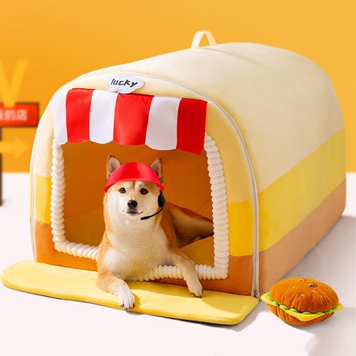 xinxin-homeペットベッド 犬/猫用ハウス 犬小屋 足拭きマット付き 寝床 可愛い 柔らかい クッション付き ペット用品 小/中/大型犬用 快適 テント式 屋根付き お手入れ簡単 オールシーズン適…