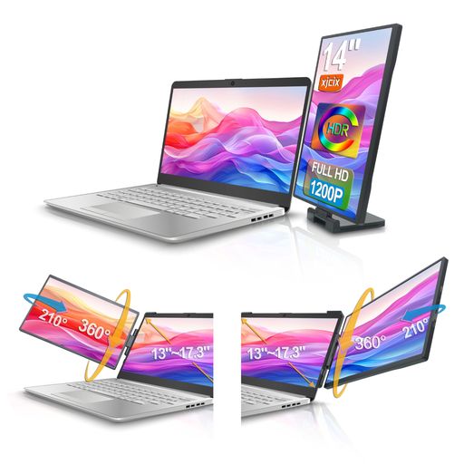ビジネス 💻 デュアルスクリーンで生産性を向上 – XJCIX 14インチ デュアルスクリーン ポータブル ノートパソコンモニターエクステンダーでノートパソコンをアップグレードしましょう。14インチ 1200P IPS FHD ディスプレイをノートパソコンと組み合わせることで、1920x1200 の解像度、100% sRGB カラー、500 nits の輝度、そして超広視野角を実現し、マルチタスク、ビデオ編集、コーディング、ゲーム、トレード、在宅勤務など、あらゆる作業に最適です。 ⚡ プラグアンドプレイUSB-C、HDMI対応 – ドライバー不要で瞬時に拡張可能。HDMIとUSB-C接続に対応しており、接続するだけでデュアルスクリーンの外部ディスプレイを構築できます。13~17インチのノートパソコン、Windowsノートパソコン、MacOSノートブックに対応し、ビジネスからエンターテイメントまで、あらゆるニーズに柔軟に対応します。
