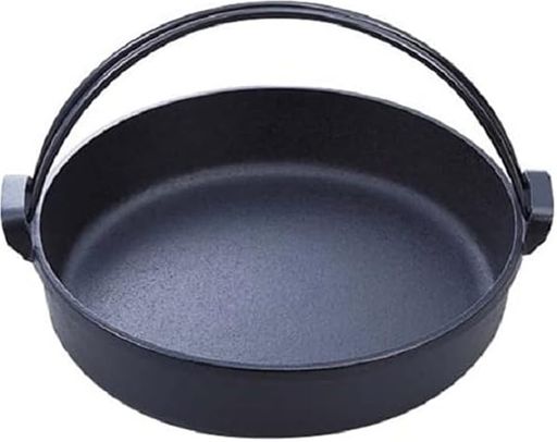 サイズ(cm):30.5x27.5x(H)7 内径26cm 深さ5.5cm 材質:本体...鋳鉄(黒焼付加工) 取手...鍛造鉄 原産国:日本