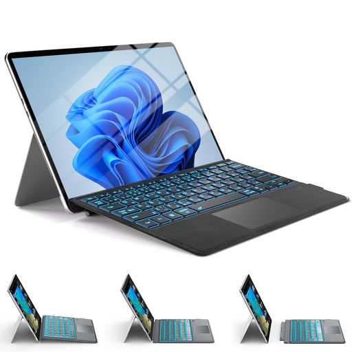 [対応機種&amp;13インチ専用] - Surface Pro 11 / 10 / X / 9 / 8 およびに対応。13インチのSurface Proシリーズに完璧にフィットする専用設計のキーボードです。※ご購入前に必ずお持ちのデバイスの型番をご確認ください。 [7色LEDバックライト&amp;3段階輝度調整] - 赤・緑・青・白など7色の鮮やかなバックライトを搭載し、明るさは[弱・中・強・消灯]の3段階で調整可能。夜間のリモートワークや飛行機の機内といった暗い環境でも、キー位置を瞬時に把握でき、タイピングの正確性をキープします。お好みのカラーで作業空間を彩り、ビジネスシーンに洗練された個性をプラス。 [Type-C充電&amp;スマート電量確認&amp;ペン収納] - 大容量750mAhバッテリーを搭載し、バックライト消灯時は最大約180時間の連続駆動を実現。さらに Fn + Shift キー を押すだけでバッテリー残量をインジケーターで確認できる便利機能を搭載し、外出先での予期せぬ電池切れを未然に防ぎます。わずか2〜3時間の急速充電に対応し、上部にはSurface純正タッチペンを磁気吸着できる専用スロットも完备。