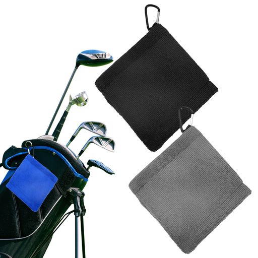 BOJIDOゴルフタオル2枚セット14x14cmカラビナ付きマイクロファイバー柔らかく軽量持ち運び便 ...