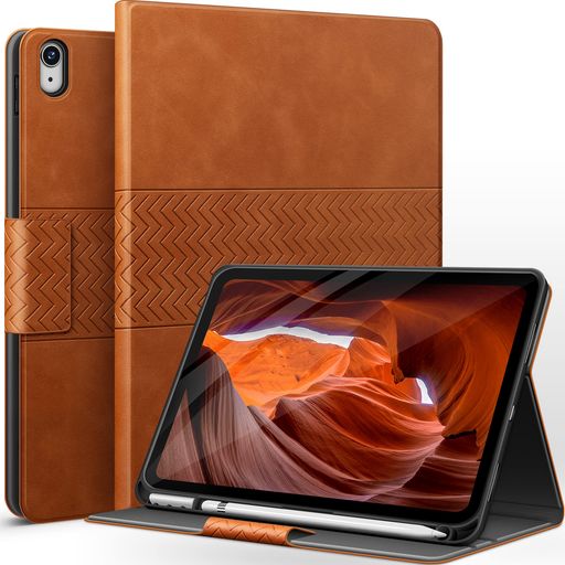 auaua iPad (A16) 第11世代 11 インチ 2025 ケース iPad 第10世代 10.9インチ ケース ペン収納2022 専用 PUレザー 手帳型 ひび割れ防止 耐衝撃 オートスリープ&スタンド機能付き 全面保護 (ブラウン)