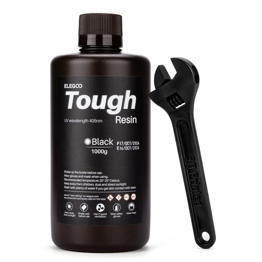 ELEGOO タフレジン 3Dプリンター用樹脂 ブラック 耐衝撃性レジン 高硬度 低粘度 低収縮 1000g