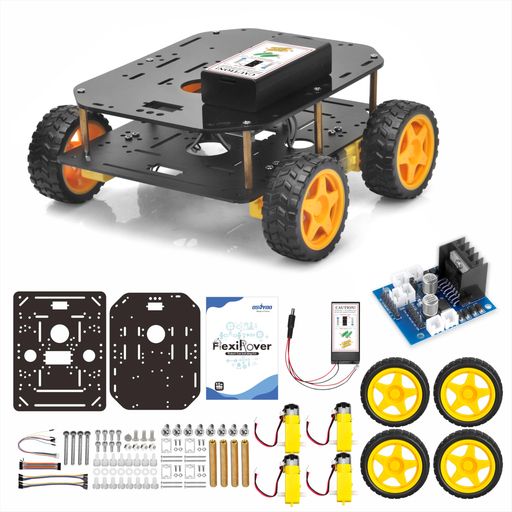 OSOYOO FlexiRover組み立てキット Arduino用 – 4つのTTモーターとホイールを備えたカスタマイズ可能なロボットカーシャーシ、ロボット工学開発に最適 (Arduino用のメインボードは含まれていませ…