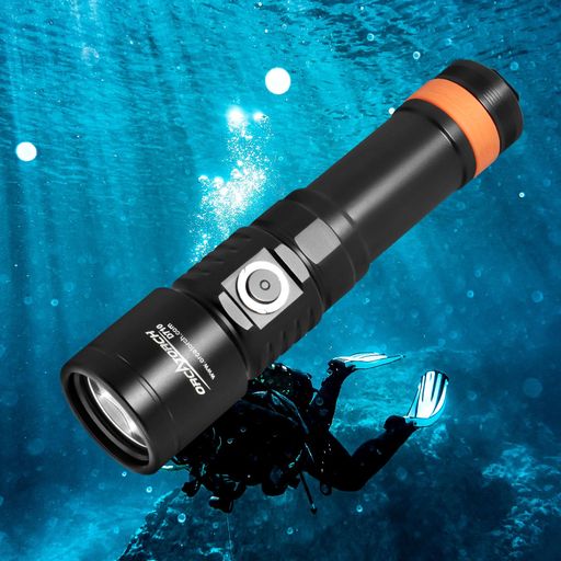 ORCATORCHD710潜水灯|3000ルーメン出力と150メートル防水ダイビングライト|LED水中ライト|4つの輝度レベル水中ライトダイビング|IP68防水ダイビング懐中電灯((黒)