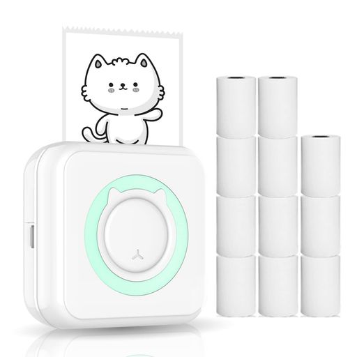 フォトプリンター、オールインワンフォトプリンター 多機能ポータブルプリンター ワイヤレスインスタントミニプリンター スマートフォン用BT接続をサポート 紙ロール11本付き 57mm iOS And…