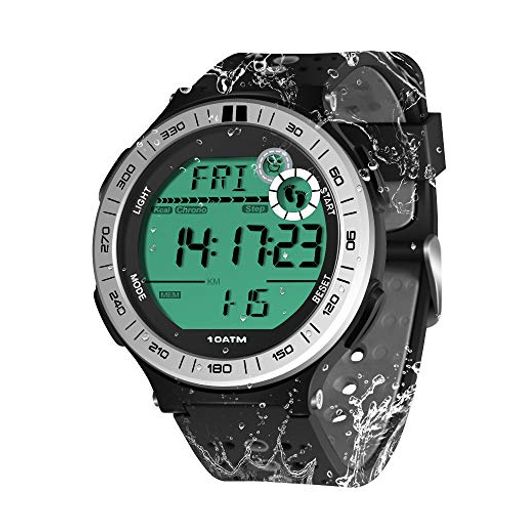 -この時計の防水レベルは10ATM防水であり、100メートル(330フィート)の深度の水中でも正常に作動します。水泳、ダイビング、スノーケリング、サーフィン、漕ぎ、ウォータースキーなどの水中アクティビティに適しているだけでなく、ジョギング、ハイキング、登山、サイクリングなどの日常生活やアウトドアスポーツにも適しています。 -歩数計やフィットネストラッカー機能が搭載されています。身長、体重、歩幅など、時計の個人的な身体パラメータを設定すれば、距離、歩行時間、消費カロリーを記録することができます。 -多数の参加者のタイミングニーズに応えることができる内蔵ラップストップウォッチ機能があります。 -アラーム時計、時報、カレンダー、バックライト、12/24時間形式切り替えなど、複数の有用な機能をサポートしています。 -時計のバッテリーは交換可能です。時計が動作しない場合や表示のテキストがはっきりしない場合は、時計のバッテリーをすぐに交換してください。