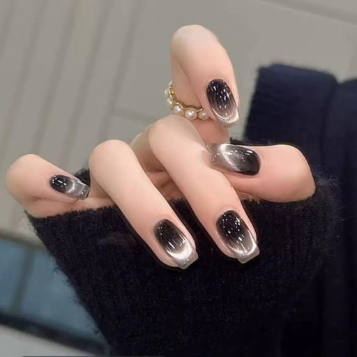 ネイルチップショート 24枚入 3D爪 ネイルプレス 手作りカラーネイル キャッツアイ...