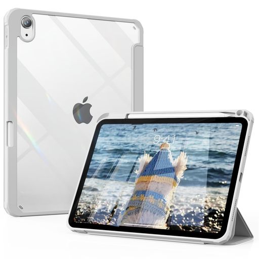 SQQSOOZ iPad Air 11インチ ケース (M4 2026 /M3 2025 /M2 2024) iPad Air 第5世代/第4世代 ケース 2022/2020 10.9インチ透明バックカバー ペンシル収納可能 三つ折スタンド