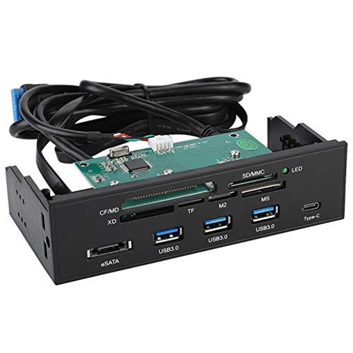 6スロットでメディア管理を効率化: M2、MSO、メモリースティック、MS、XD、64G CFカードに直接対応し、一眼レフカメラで撮影したRAWデータや高画質動画もアダプター不要で素早く取り込み可能。デジタルカメラやビデオカメラのデータ整理に頭を悩ませる写真愛好家や、動画編集後の即時バックアップを求めるクリエイターに最適です。 USB3.0ポートを3基、USB3.1ポートを1基、eSATAポートを1基搭載し、大容量の動画ファイルも数秒で転送。プロジェクトの納期に追われる動画編集者や、外付けSSDへ頻繁にデータを移動するフォトグラファーの、転送待ちによる作業中断を解消します。 5.25インチドライブベイにネジ4本で固定するだけで、PC背面や卓上のケーブル混乱を一掃。机の下に潜ってUSBケーブルを探す手間や、カードリーダーが床に散乱する煩わしさから解放され、頻繁なメディア抜き差しを伴う写真現像やデータ管理作業を快適にします。 LEDインジケーターでデータ損失を防止: カードアクセス状況を可視化するLEDにより、データ書き込み中の誤った取り外しを未然に防ぎます。