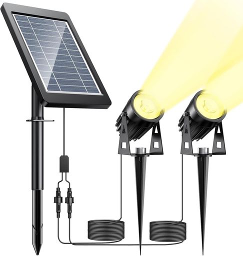NFESOLARソーラーライト 屋外 防水 IP65 大容量バッテリー 光センサー付き 2灯 電球色 自動点灯 10m配線 防犯 庭 玄関 駐車場 ステップライト 壁付け/埋め込み両用 270°調整可能