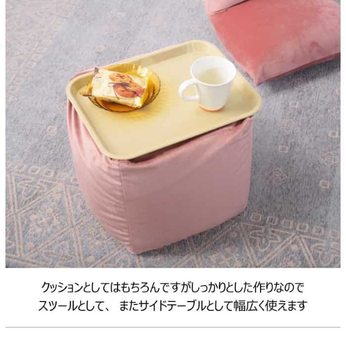 東谷 ミニビーズクッション マイクロビーズ LSS-803 キューブ型 1人用 四角形 座布団 かわいい 自立型 ミニテーブル ベロア 北欧 シンプル メーカー直送 [3]