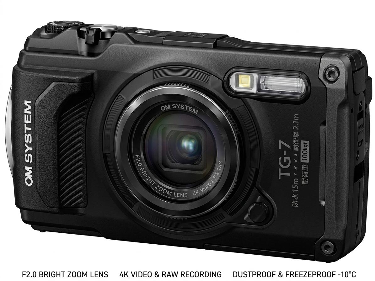 OM SYSTEM デジタルカメラ Tough TG-7 BLACK オーエムシステム GPS内蔵コンパクトデジタルカメラ  アウトドア最適 マクロ撮影 顕微鏡モード 工事現場 CALS対応