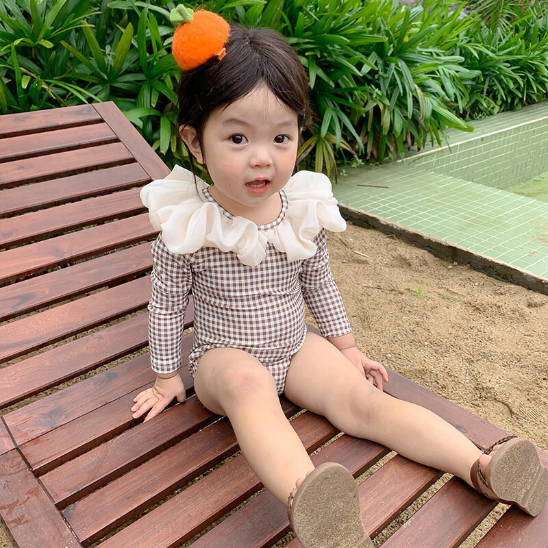 【楽天スーパーセール10%OFF】【最安値挑戦中】KT ベビー水着 女の子水着 子供水着 ギンガムチェック チェック柄 フリル キッズ 子供 女の子 ベビー ガ...