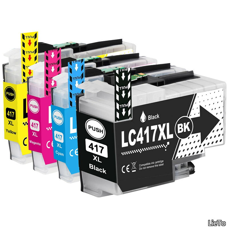 【送料無料】LC417XL-4PK 互換4色インクカートリッジ大容量対応機種ブラザー MFC-J7500CDW MFC-J5800CDW MFC-J7600CDW HL-J7010CDWプリンター全色?料最新IC残量表示(BK/C/M/Y) lieto813-10042597 LieTo パッケージ画像