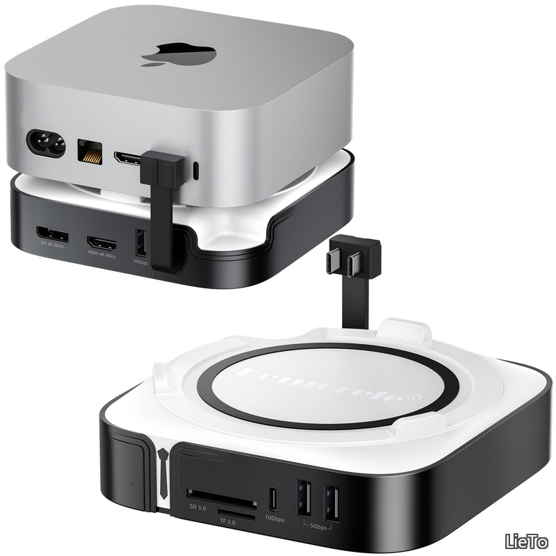 【送料無料】mini M4/M4 Pro ドッキングステーション＆マックミニ スタンド 9-in-1 HDMI DP 3画面 拡張 M.2 NVMe SSDエンクロージャ USB-C A3.2Gen2（10Gbps）USB3.0x2 TF/SDカードリーダー対応/Mac mini M4/M4 Pro 専用
