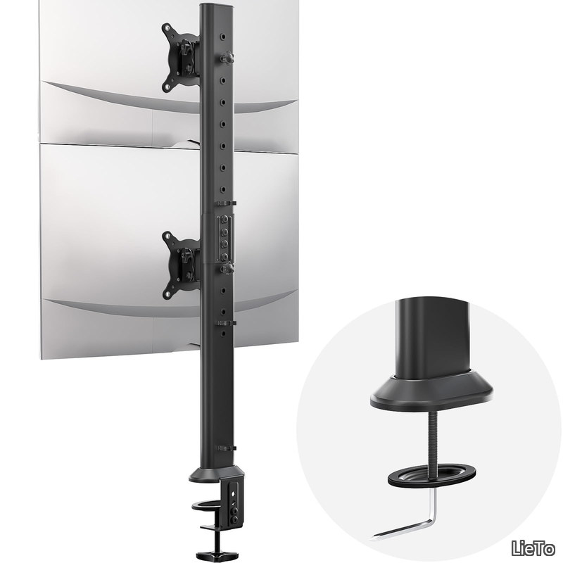 【送料無料】Monitor Articulating Desk Mount Arm Stand - Vertical Stack Screen Supports Two 13 to 34 Inch Computer Monitors with C Clamp HD04B-002
