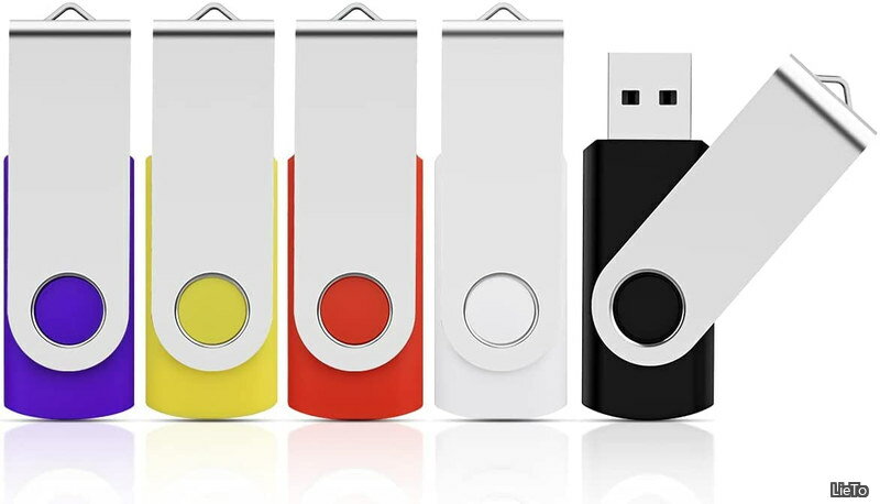 【送料無料】USBメモリ 32GB 5個セット フラッシュドライブ USB2.0 サムドライブ バックアップメモリ USBドライブ32GB 360度回転式 コンパクト フラッシュメモリー (ブラック ホワイト レッド イエロー パープル)