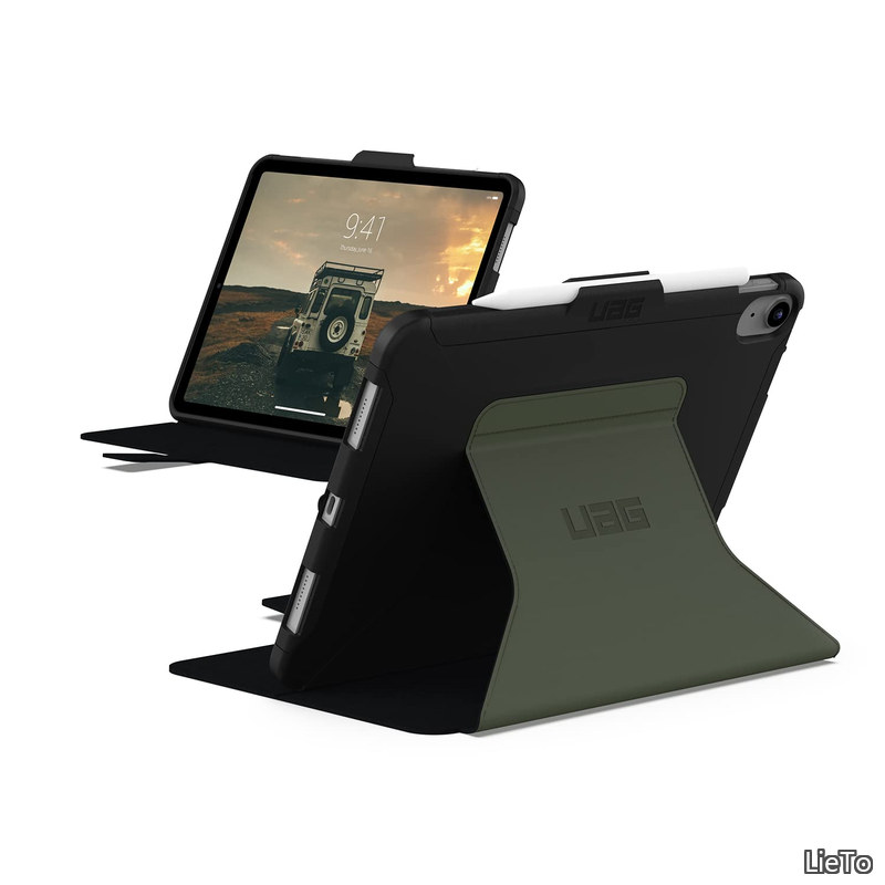 ARMOR GEAR iPad 10.9"(第10世代/2022)用 SCOUT FOLIO(手帳型) 耐衝撃ケース ブラック/オリーブ  UAG-IPD10SF-BK/OL