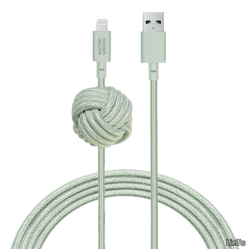 UNION  NIGHT Cable USB-A to ライトニング 高耐久 充電ケーブル アンカーノット付き -  iPhone/iPad対応 (3メートル)(Sage)