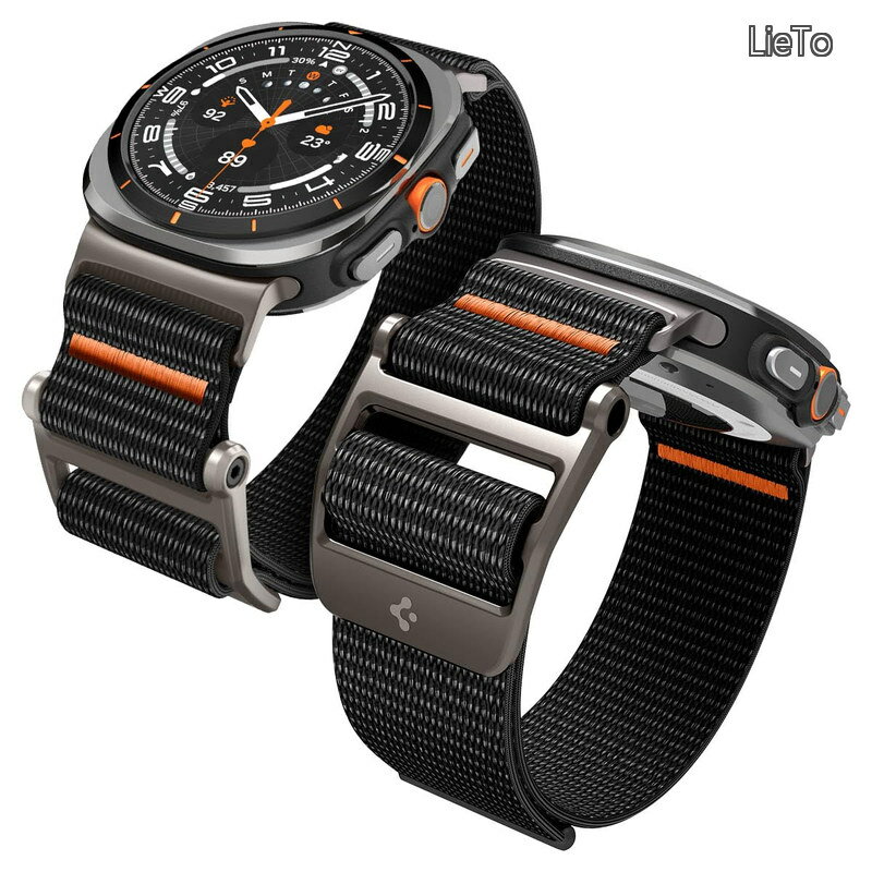 DuraPro Flex Samsung Galaxy Watch Ultraバンド 47mm 調節可能なソロループバンドストラップ (2024) 用 - ブラック