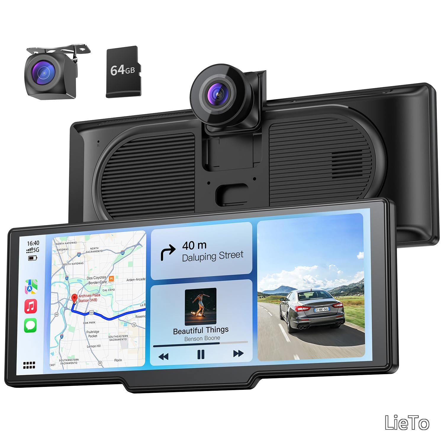 【送料無料】ワイヤレス ポータブル ディスプレイオーディオ 4Kフロント＆HDリア デュアルドライブレコーダー CarPlay カープレイ Android Auto 対応 OTA ミラーリンク Bluetooth5.0 音声操作 GPS FM