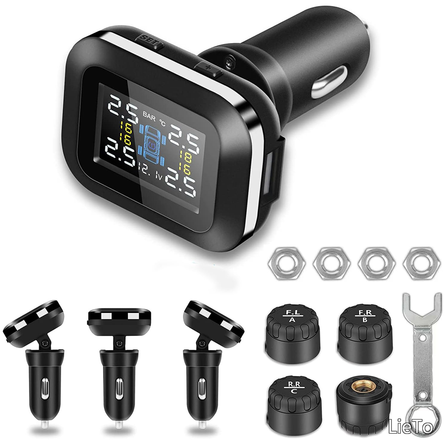 【送料無料】空気圧 TPMS 振動感知 タイヤ気圧温度測定 即時空気圧監視 シガーソケット電源供給 IP67防水防塵 4盗難防止センサー 取り付け簡単 多車種対応 0.5-6.0 Bar 日本語説明書