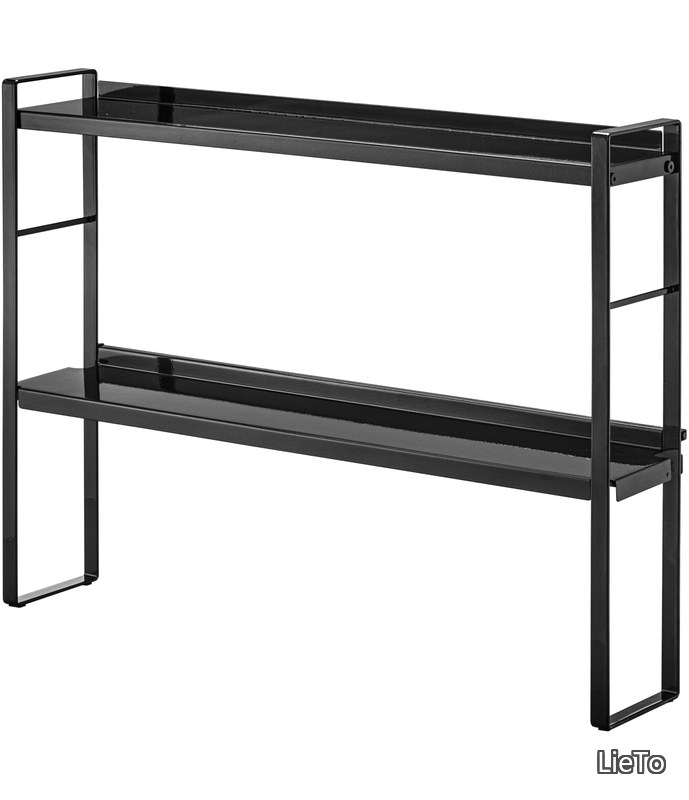 Rakuten - 【送料無料】コンロ奥 隙間ラック 2段 ブラック 約W57.5XD11XH42.5cm タワー ガスホースを通せる穴付き 5222