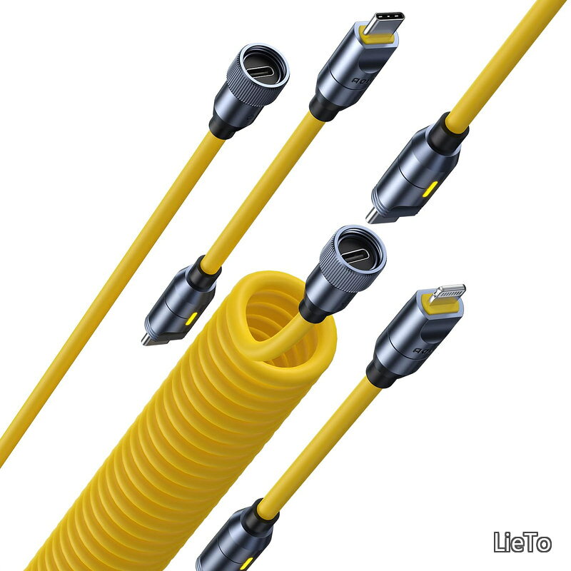 USB-C Lightning ケーブル 240W  MacBook iPhone Android Samsung Galaxy ipad AirPods Switch THE FUTURE CREATIVE POWER CABLES イエロー EN-FU260S