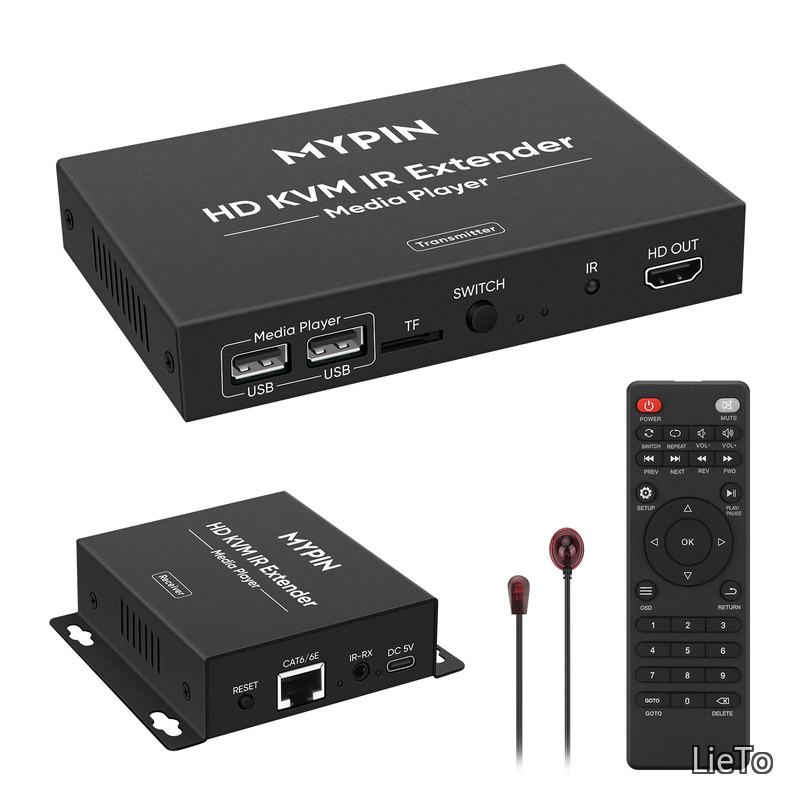 Rakuten - 【送料無料】HDMI KVMエクステンダー Cat 6/7/8ケーブル経由 最大492フィート 3.5mmオーディオ＆ループ出力付きHDMIエクステンダー IRリモート対応 1対多接続対応 MYPIN